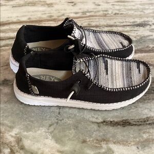 Hey Dude Black and White Moccasin Shoes